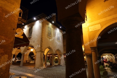 The Square in the Fishingvillage of Orta on the Lake Orta in the Lombardia  in north Italy. 