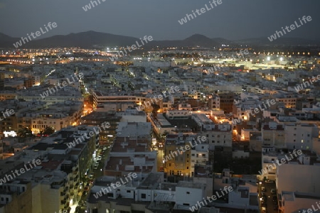 The City of Arrecife on the Island of Lanzarote on the Canary Islands of Spain in the Atlantic Ocean. on the Island of Lanzarote on the Canary Islands of Spain in the Atlantic Ocean.
