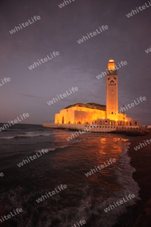 The Hassan 2 Mosque in the City of Casablanca in Morocco , North Africa.