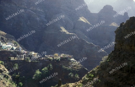 the  Village of Fontainas near  Ribeira Grande on the Island of Santo Antao in Cape Berde in the Atlantic Ocean in Africa.