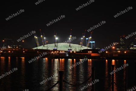 MIllennium Dome London painted in with Lights