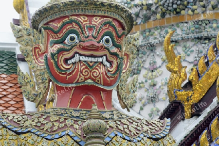 Die Tempelanlage des Wat Phra Kaew in der Hauptstadt Bangkok von Thailand in Suedostasien.