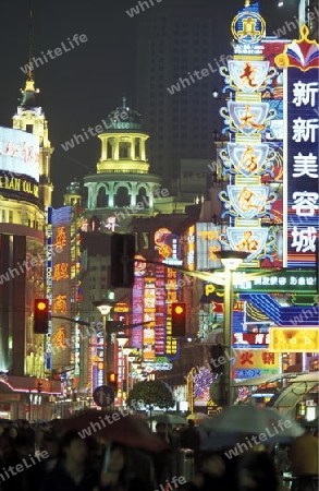 the Nanjing Dong Lu road in the City of Shanghai in china in east asia. 