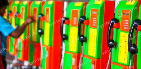 Old public pay phones in Bangkok Thailand