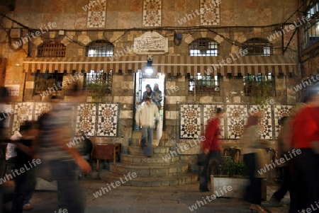  Ein traditionelles Cafe im Souq und Altstadt von Damaskus in der Hauptstadt von Syrien. 