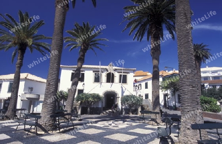 Das Dorf Vila Baleira auf der Insel Porto Santo bei der Insel Madeira im Atlantischen Ozean, Portugal.