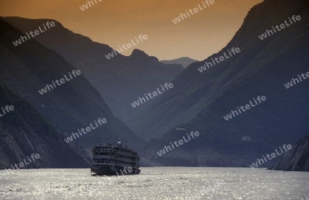 the landscape of the yangzee river in the three gorges valley up of the three gorges dam projecz in the province of hubei in china.