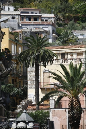 The old Town of  Taormina in Sicily in south Italy in Europe.