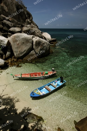 Der Strand  von Cape Je Ta Gang Beach auf der Insel Ko Tao im Golf von Thailand im Suedwesten von Thailand in Suedostasien.  