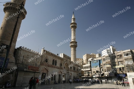 the King Hussein Mosque in the City Amman in Jordan in the middle east.