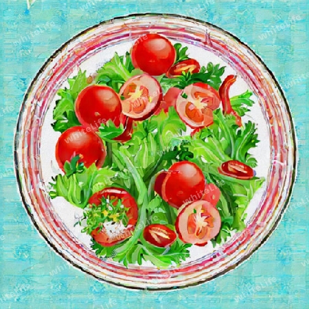 Grüner Salat mit Tomaten