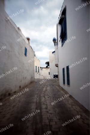 Afrika, Nordafrika, Tunesien, Tunis, Sidi Bou Said
Die Altstadt von Sidi Bou Said in der Daemmerung am Mittelmeer und noerdlich der Tunesischen Hauptstadt Tunis. 






