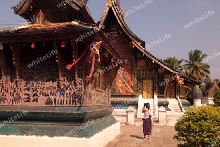 Der Tempel Xieng Thong in der Altstadt von Luang Prabang in Zentrallaos von Laos in Suedostasien.