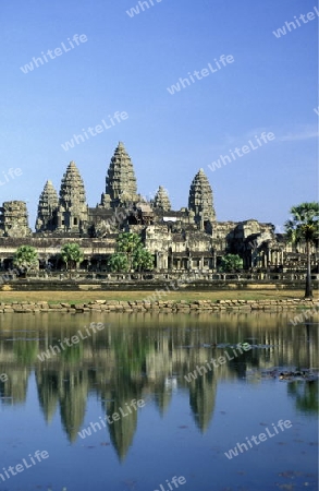 the angkor wat temple in Angkor at the town of siem riep in cambodia in southeastasia. 