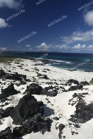 the Beach  Bajo de los Sables near the village of  Playa de la Canteria on the Island of Lanzarote on the Canary Islands of Spain in the Atlantic Ocean. on the Island of Lanzarote on the Canary Islands of Spain in the Atlantic Ocean.
