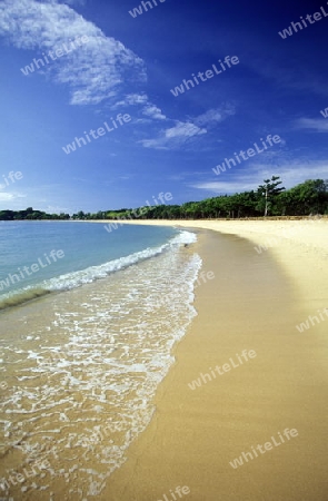 Ein Strand in Nusa Dua im Sueden der Insel Bali in Indonesien in Suedostasien.