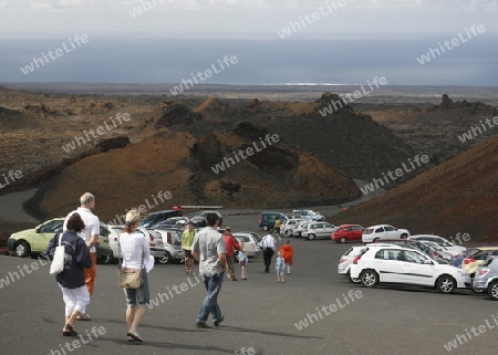 The  Vulkan National Park Timanfaya on the Island of Lanzarote on the Canary Islands of Spain in the Atlantic Ocean. on the Island of Lanzarote on the Canary Islands of Spain in the Atlantic Ocean.
