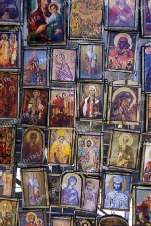 pictures in the Cathedral in the city centre of Varna on the Blacksea in Bulgaria in east Europe.