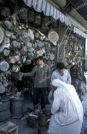 Auf dem Souq oder Markt in der Altstadt von Damaskus in der Hauptstadt von Syrien.