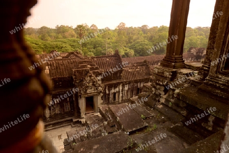 The Angkor Wat in the Temple City of Angkor near the City of Siem Riep in the west of Cambodia.