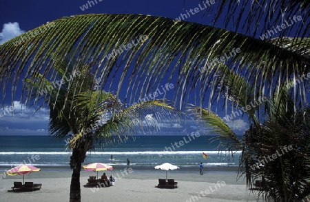 Ein Strand in Nusa Dua im Sueden der Insel Bali in Indonesien in Suedostasien.