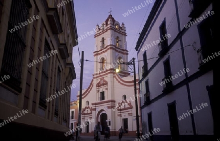 the church Iglesia de la Merced in the old town of Camaguey on Cuba in the caribbean sea.