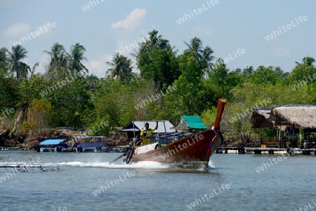 A fishing Village on a lagoon near the City of Krabi on the Andaman Sea in the south of Thailand. 