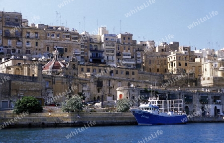 The centre of the Old Town of the city of Valletta on the Island of Malta in the Mediterranean Sea in Europe.
