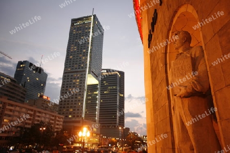 The Down Town of the new and modern City of Warsaw in Poland, East Europe.