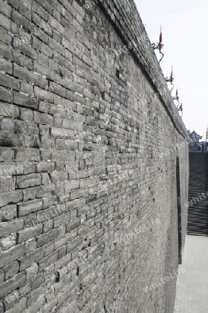 Altstadt von Xian, Blick ueber die Stadtmauer