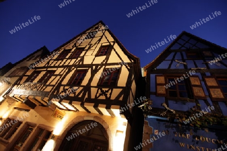 the olt town of the village of Riquewihr in the province of Alsace in France in Europe