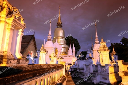 Die Architektur des Wat Suan Dok Tempel in Chiang Mai im Norden von Thailand