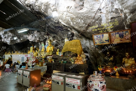 The Temple Wat Tham Seau outside the City centre of Krabi on the Andaman Sea in the south of Thailand. 