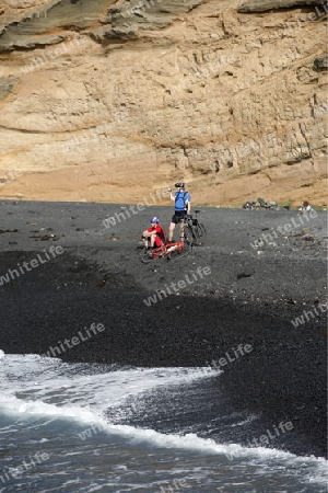 the Landscape of El Golfo on the Island of Lanzarote on the Canary Islands of Spain in the Atlantic Ocean. on the Island of Lanzarote on the Canary Islands of Spain in the Atlantic Ocean.
