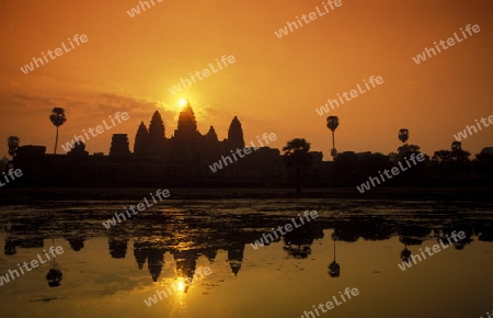 the angkor wat temple in Angkor at the town of siem riep in cambodia in southeastasia. 