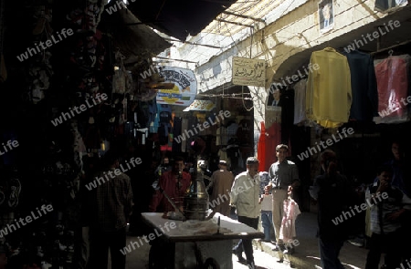 Auf dem Souq oder Markt in der Altstadt von Damaskus in der Hauptstadt von Syrien.