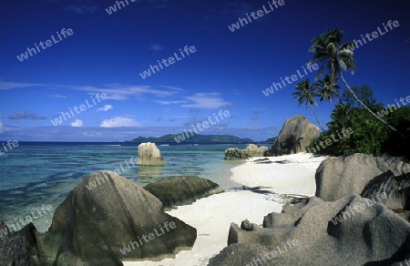 Afrika, Indischer Ozean, Seychellen, Insel, Strand, Reisen, Ferien, Meer, Beach, La Digue, 
Ein Traumstrand an der Westkueste der Insel La Digue audf der Inselgruppe der Seychellen im Indischen Ozean vor Afrika.    