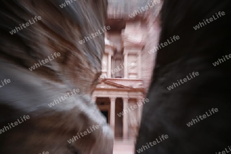 The Al Khazneh Treasury in the Temple city of Petra in Jordan in the middle east.