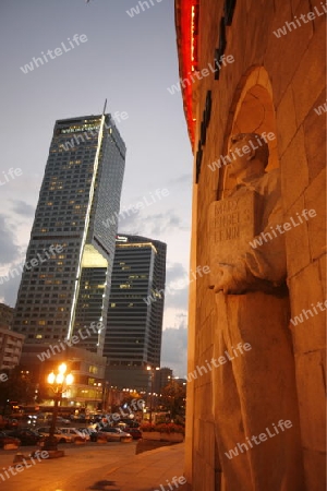 The Down Town of the new and modern City of Warsaw in Poland, East Europe.