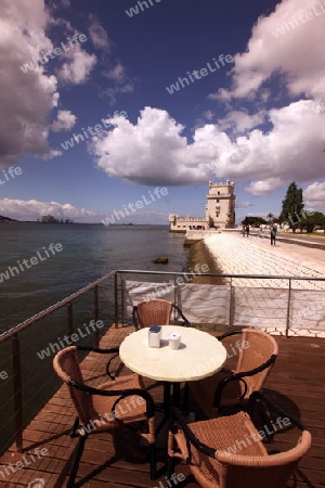 Das Torre de Belem im Stadtteil Belem der Hauptstadt Lissabon in Portugal.   