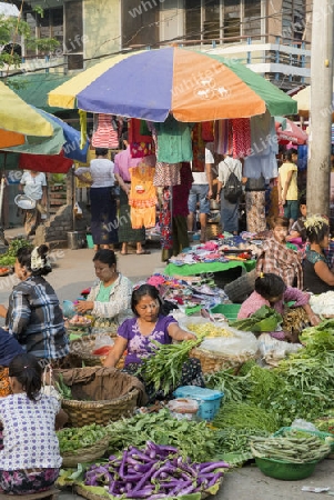  a Street Food market in the City of Mandalay in Myanmar in Southeastasia.