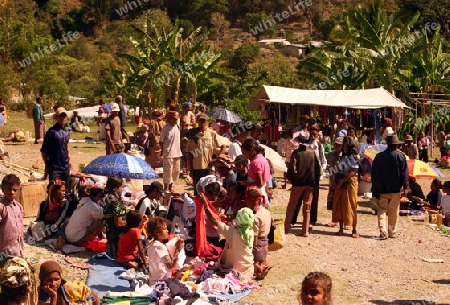 Der Wochenmarkt im Bergdorf Aituto suedlich von Dili in Ost Timor auf der in zwei getrennten Insel Timor in Asien.  