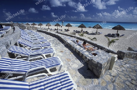 The Beach of Cancun in the Province Yucatan in the south of Mexico 