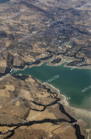 the air view allround the east part of Sicily near the Town of Catania in Sicily in south Italy in Europe.