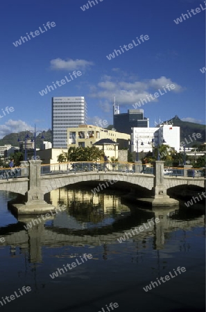 Das Stadtzentrum der Hauptstadt Port Louis an der Westkueste von Mauritius   