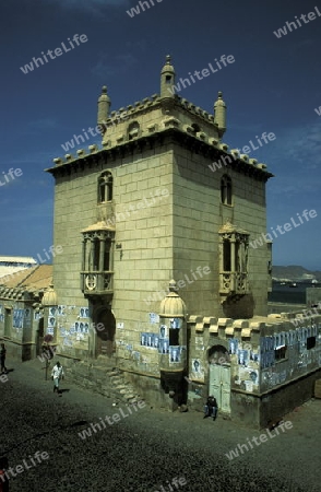 The Tower of the Market in the city of  Mindelo on the Island of Sao Vicente on Cape Verde in the Atlantic Ocean in Africa.