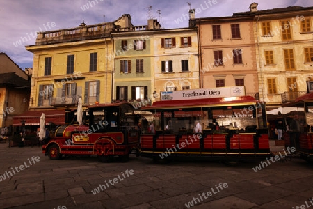 The Square in the Fishingvillage of Orta on the Lake Orta in the Lombardia  in north Italy. 