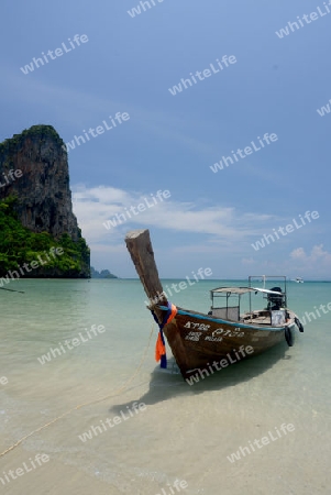 The Hat Railay Leh Beach at Railay near Ao Nang outside of the City of Krabi on the Andaman Sea in the south of Thailand. 