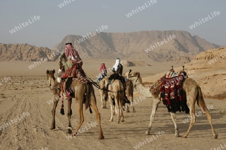 The Landscape of the Wadi Rum Desert in Jordan in the middle east.