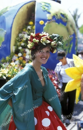 Das Traditionelle Blumenfest in der Hauptstadt Funchal auf der Insel Madeira im Atlantischen Ozean, Portugal.